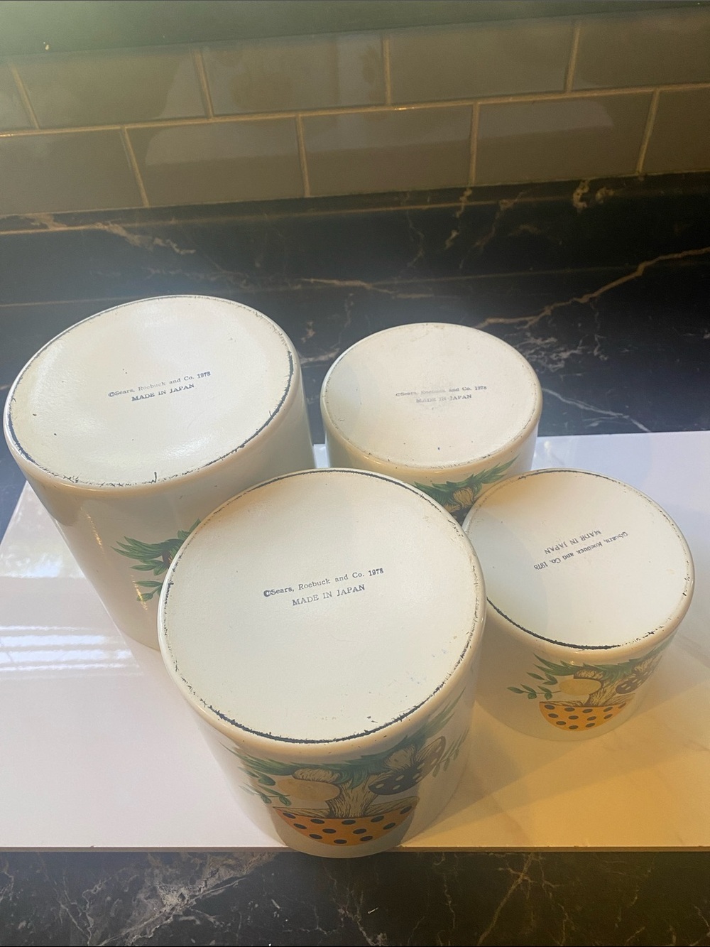Vintage 1979 Merry Mushroom 4 Piece
Canister Set Sears Roebuck & Co. - Picture 12 of 16